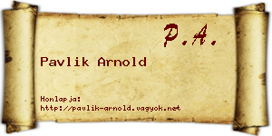 Pavlik Arnold névjegykártya